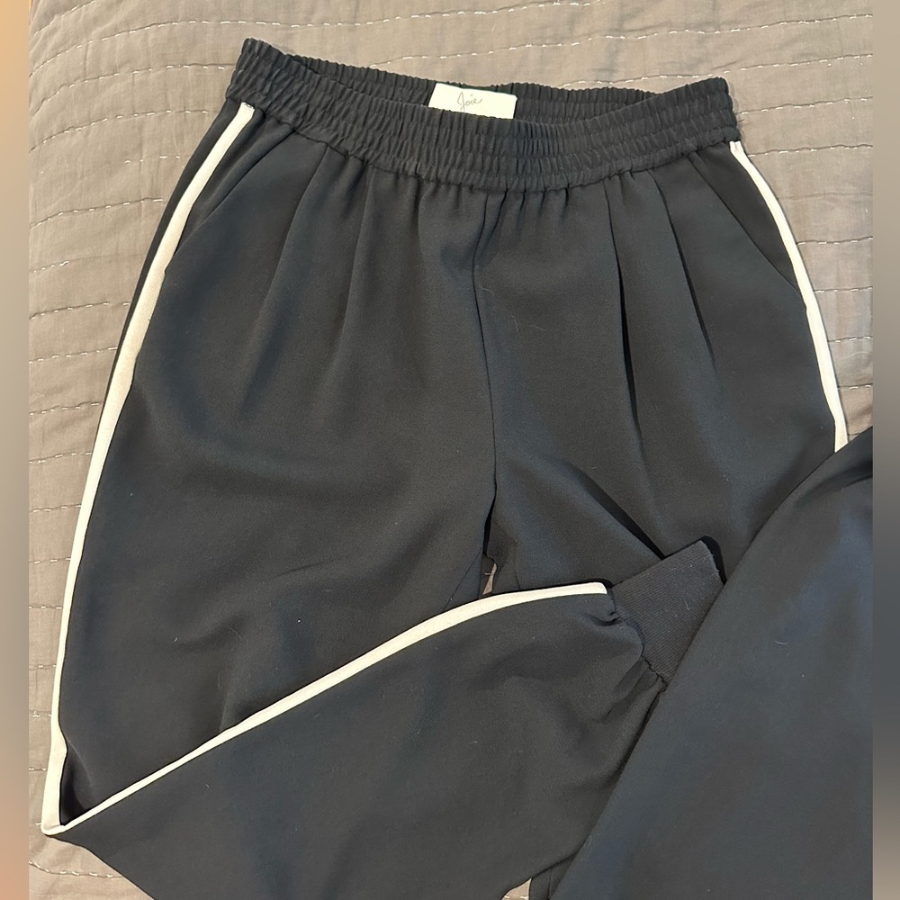 Joie Dressy Joggers Black with Cream Side stripe. Size Small.